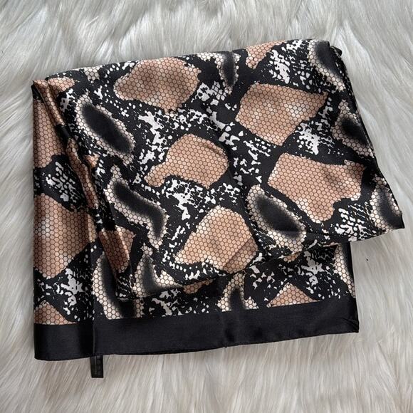 Mosi Black and Bronze Snake Print Satin Scarf - Picture 1 of 4